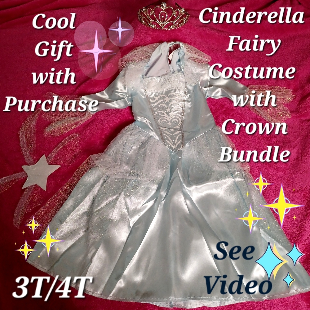 Cinderella Fairy Halloween Costume & Princess Crown Bundle 💙💙